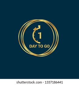 1 day to go - gold emblem,label,tag