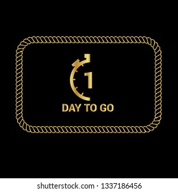 1 day to go - gold emblem,label,tag