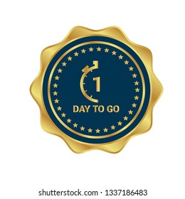 1 day to go - gold emblem,label,tag