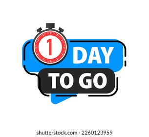 1 Día para ir icono. Días Dejando Insignias. Ofrecer número de fecha de cuenta regresiva. Timer, icono de Hourglass.