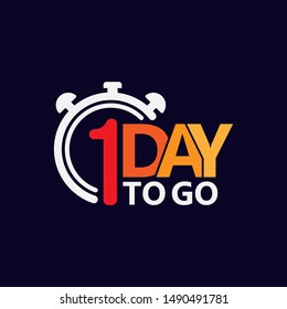 1 Day To Go Last Countdown Icon. Vector Illustration