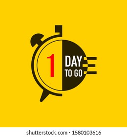 1 day to go last countdown icon. One day go sale price offer promo deal timer, 1 day only. Vector