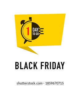 1 Tag, um das letzte Countdown-Symbol zu gehen. Ein Tag zu verkaufen Preis Angebot Deal Timer, nur 1 Tag. Vektorgrafik. Schwarzer Freitag