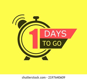 1 day to go last countdown icon. One day go sale price offer promo deal timer, 1 day only.
