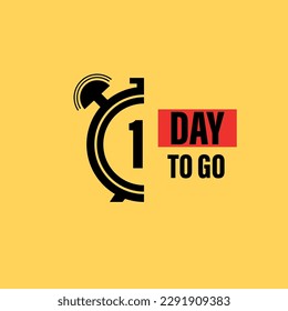 1 day to go last countdown icon. One day go sale price offer promo deal timer, 1 day only, Countdown left days banner. count time sale. Vector illustration, number of days left badge for sale or promo