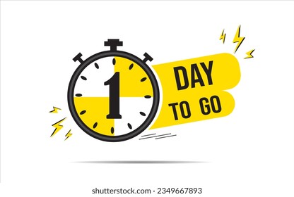 1 day to go last countdown icon. one day go sale price offer promo deal timer, 1 day only, Countdown left days banner. count time sale. Vector illustration, number of days left badge for sale 