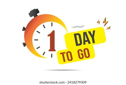 1 day to go last countdown icon. one day go sale price offer promo deal timer, 1 days only, Countdown left days banner. count time sale. Vector illustration, number of days left badge for sale