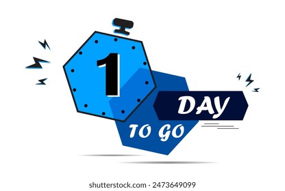 1 day to go last countdown icon. one day go sale price offer promo deal timer, 1 days only, Countdown left days banner. count time sale. Vector illustration,