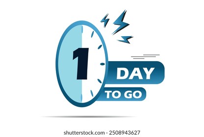 1 day to go last countdown icon. one day go sale price offer promo deal timer, 1 days only, Countdown left days banner. count time sale. Vector illustration, number of days left badge for sale