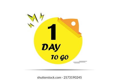 1 day to go last countdown icon. one day go sale price offer promo deal timer, days only, Countdown left days banner. count time sale. Vector illustration, number of days left badge for sale or promo