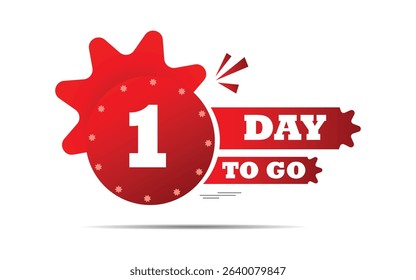1 day to go last countdown icon. one day go sale price offer promo deal timer, 1 day only, Countdown left days banner. count time sale. Vector illustration, number of days left badge for sale or promo