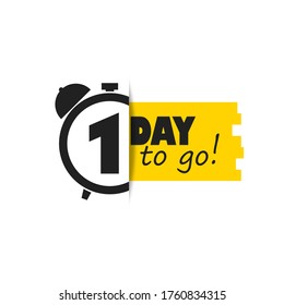 1 day to go, left countdown isolated flat icon. Vector illustration for marketing design