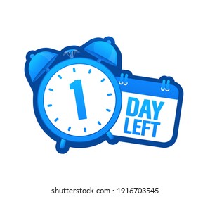 1 day to go in modern style. Special offer badge. Web design. Sale tag. Vector illustration.