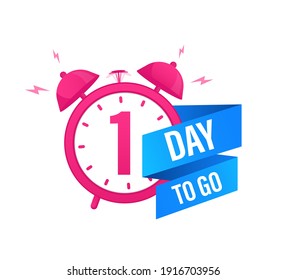 1 day to go in modern style. Special offer badge. Web design. Sale tag. Vector illustration.