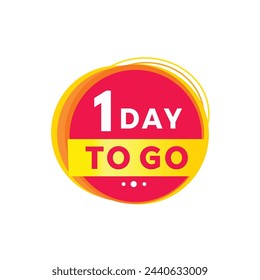 1 day to go red label last countdown icon, vector. Modern design template for banner.