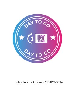 1 Day to go sign - emblem, label, badge,sticker, logo. Designed for your web site design, logo, app, UI