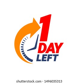 1 day left. Countdown banner. count time sale. Vector illustration