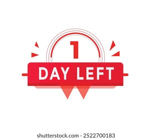 1 day left countdown banner sign colourful for advertising or promotion.
