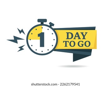 1 day left icon in flat style. Offer countdown date number vector illustration on isolated background. Sale promotion timer sign business concept.