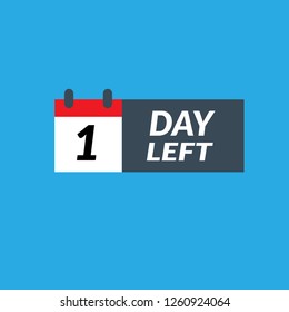 1 day left label,sign,button. Vector stock illustration. 