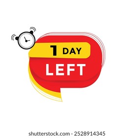 1 day left, sale web banner countdown promo deal timer template. vector illustration design.