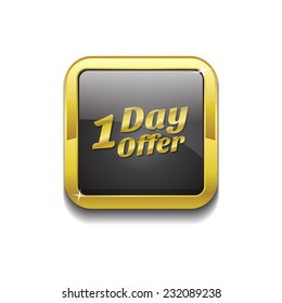1 day Offer Gold Vector Icon Button