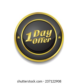 1 day Offer Gold Vector Icon Button