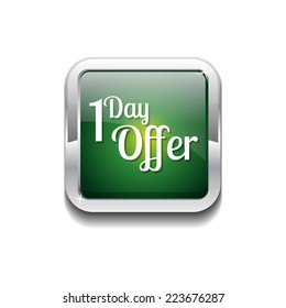 1 day Offer Green Vector Icon Button