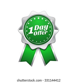 1 day Offer Green Vector Icon Design