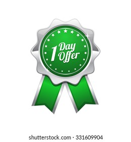 1 day Offer Green Vector Icon Design