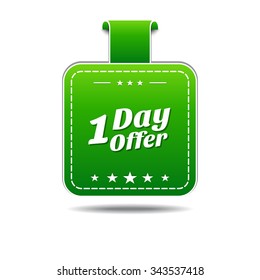 1 day Offer Green Vector Icon Design
