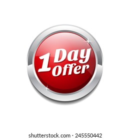 1 day Offer Red Vector Icon Button