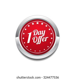 1 day Offer Red Vector Icon Button