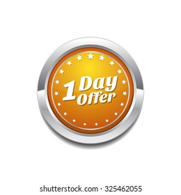 1 day Offer Yellow Vector Icon Button