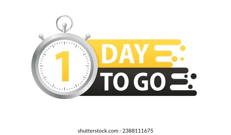 1 day until the final countdown. Promotional offer timer for one day before sale, 1 day only. Countdown timer. Clock icon. Time icon. Count time sale. Vector illustration