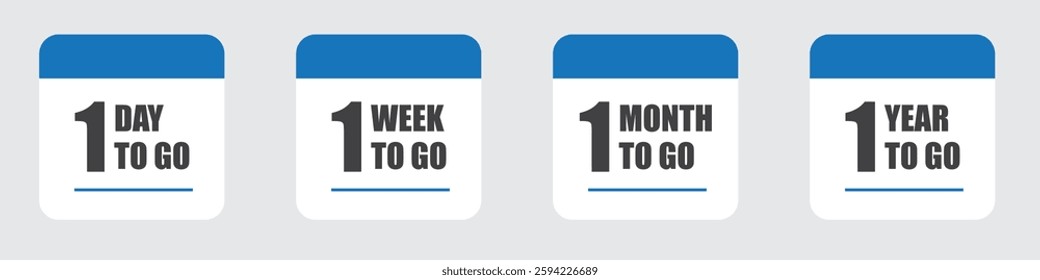 1 day, 1 week, 1 month, 1 year to go icon, Vector illustration