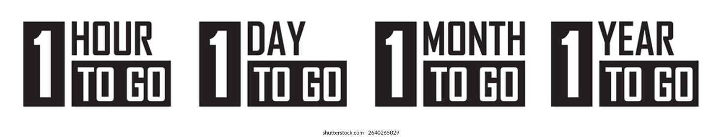 1 day, 1 week, 1 month, 1 year to go icon, Vector illustration