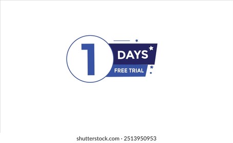 1 days free trial Countdown number banner templates. time icon. Vector Illustration 
