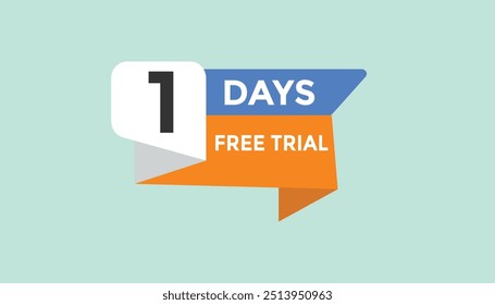 1 days free trial Countdown number banner templates. time icon. Vector Illustration 