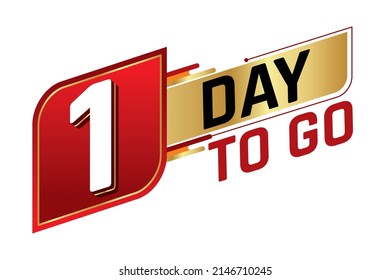 1 days to go countdown left days banner isolated on white background. Sale concept. Vector illustration.