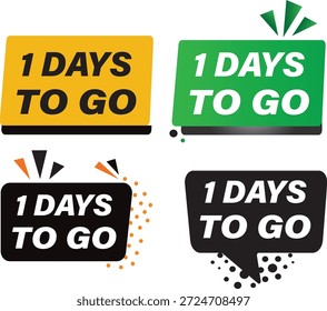  1 días para ir Cuenta atrás días para ir símbolo de cartel, reloj de promoción muestra concepto de negocio, 1 día para ir Vector sobre fondo blanco,
