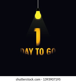 1 days to go dark background design for social media posting. Days to go countdown time vector design