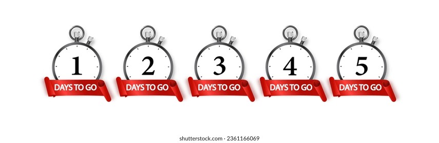 1 days to go icon set. Countdown of days remaining. Offer timer sticker limited to a few days. Vector illustration