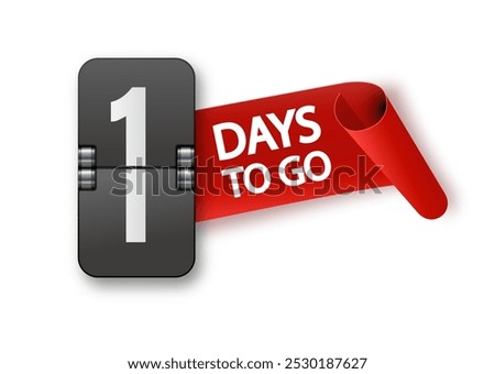 1 days to go icon set. Countdown of days remaining. Offer timer sticker limited to a few days. Vector