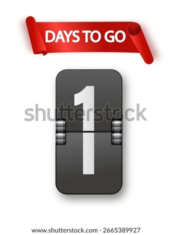 1 days to go icon set. Countdown of days remaining. Offer timer sticker limited to a few days. Vector