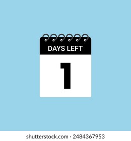 1 Days Left Calendar Icon Symbol Vector Illustration. Holiday Concept.