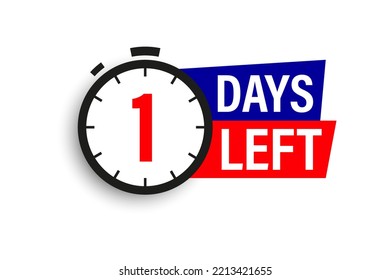1 days left. Countdown badge. Vector illustration isolated on white background.