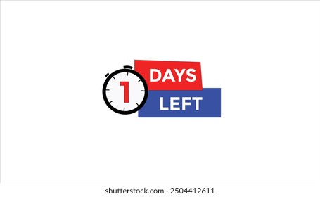 1 days left Countdown number banner templates. time icon. Vector Illustration 

