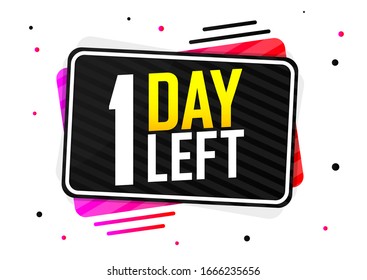 1 días a la izquierda, etiqueta de cuenta regresiva, plantilla de diseño de banner de venta, oferta inicial, ilustración vectorial
