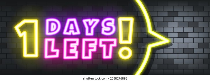 1 días de neón en el fondo de la piedra. Quedan unos días. Para negocios, marketing y publicidad. Vector de fondo aislado. EPS 10.